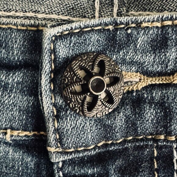 Maurices Slim Straight Jeans Plus 18 (40x30) Blue Distressed Mid Rise Womens - Picture 6 of 10